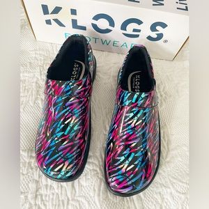 NWT Klogs Footwear Mission Grunge Patent Colorful Nursing Shoes Size 7.5